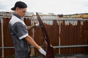 Rust Removal And Surface Preparation Before Protective Coating Roma